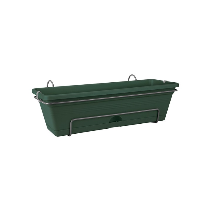 Set complet Jardiniera si suport Green Basics de 70 cm verde inchis