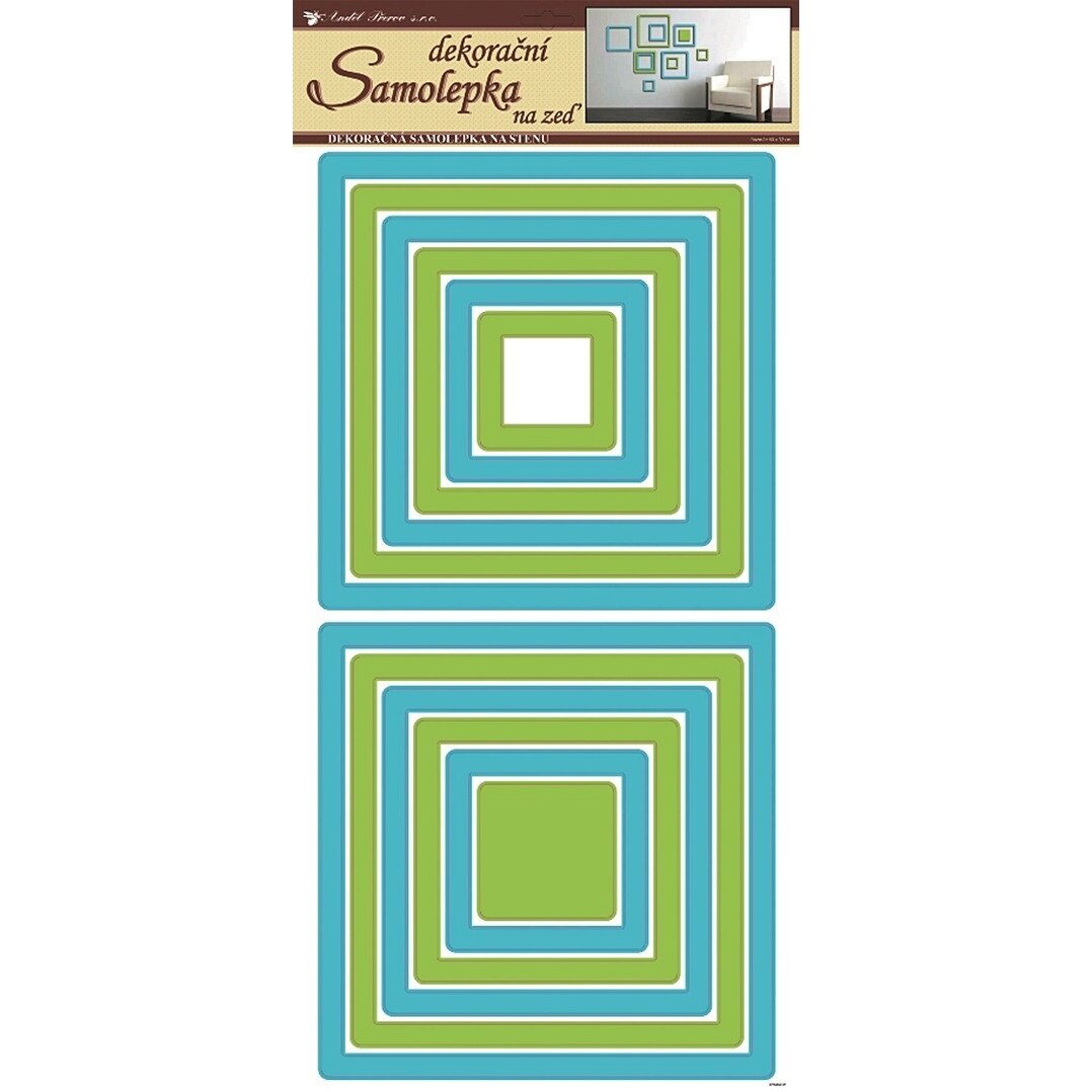 Set sticker perete, 12 patrate verzi 32 x 60 cm