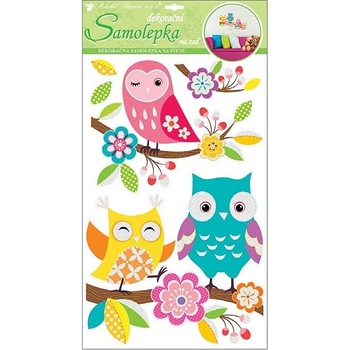 Sticker perete, bufnite colorate cu sclipici 32 x 60 cm Sticker perete, bufnite colorate cu sclipici 32 x 60 cm