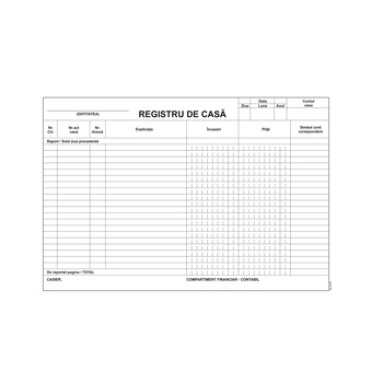 Registru de Casa, Format A4, 100 File/Carnet - Conform Legislatie Registru de Casa, Format A4, 100 File/Carnet - Conform Legislatie