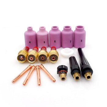 Set echipare pistolet TIG-WIG cu lentile de gaz (17 accesorii) pentru pistolete SR 17/18/26 si WT/WP 17/18/26. Set echipare pistolet TIG-WIG cu lentile de gaz (17 accesorii) pentru pistolete SR 17/18/26 si WT/WP 17/18/26.