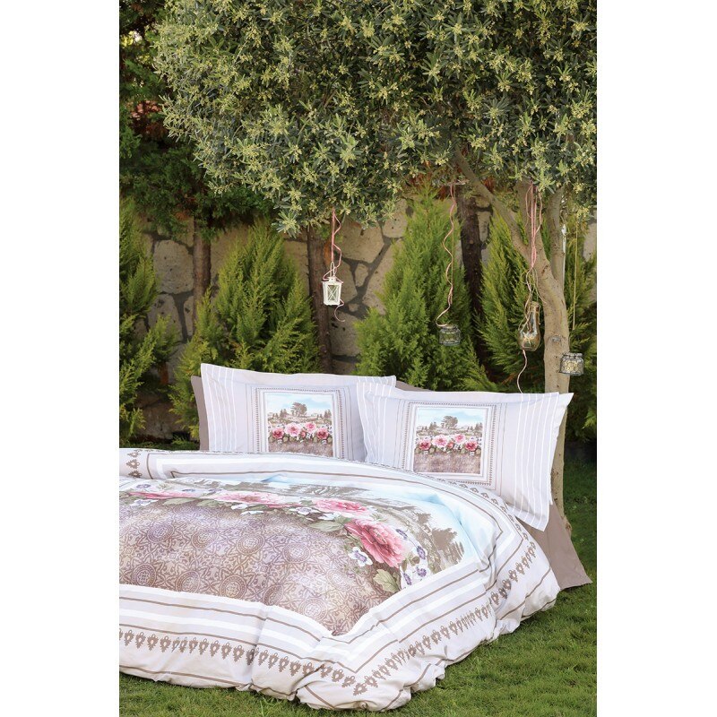 Lenjerie pat bumbac 100%, Satin, 4 piese, 2 pers. 240x260 cm,VETRINA KREM