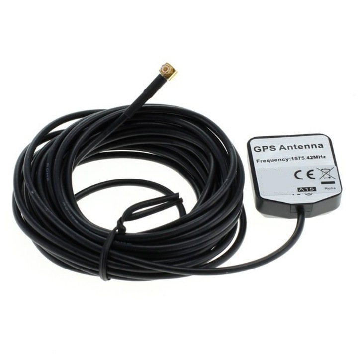 Antena GPS cu conector MCX la 90 grade, magnetica, cablu 5m tensiune 3V-5V, Frecventa 1575.42MHz
