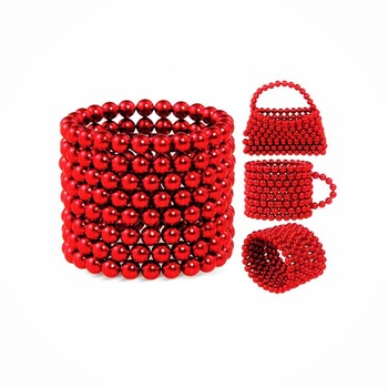 Puzzle magnetic antistres, 216 bile de 5 mm, Rosu metalic Puzzle magnetic antistres, 216 bile de 5 mm, Rosu metalic