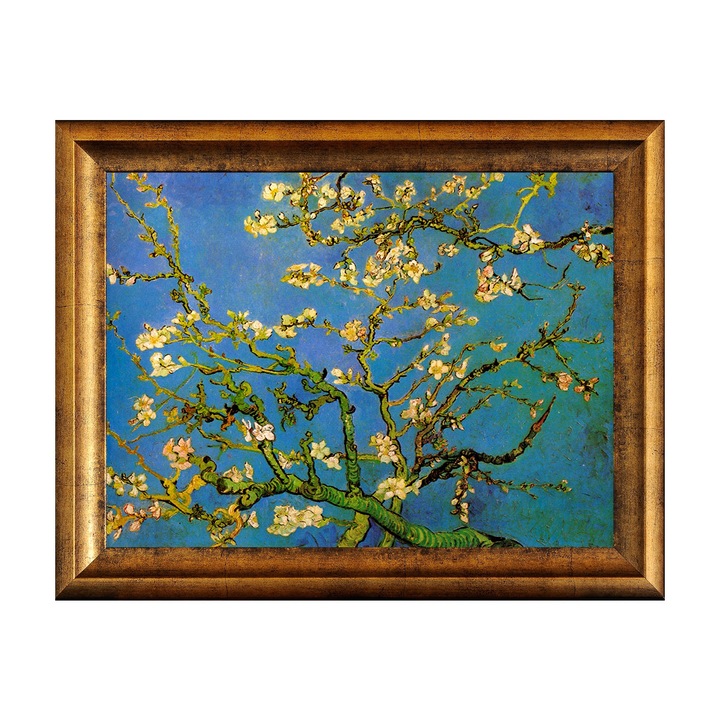 Tablou Inramat - Van Gogh, Blossoming Almond Tree, Rama Auriu, 30 x 40 cm
