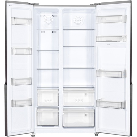 Side by side Heinner HSBS-H529NFXWDF+, 518 l, Full No Frost, Clasa F, Dozator de apa, Display LED touch, H 177 cm, Argintiu