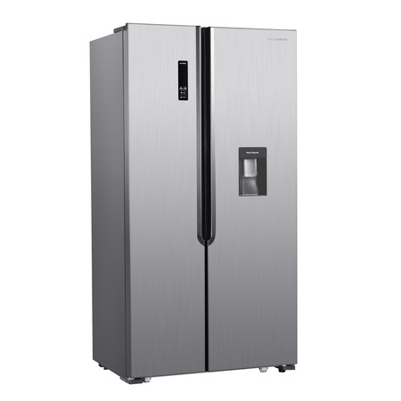 Side by side Heinner HSBS-H514NFXWD+, 518 l, Clasa A+, No Frost, Display, Dozator de apa, H 178 cm, Argintiu