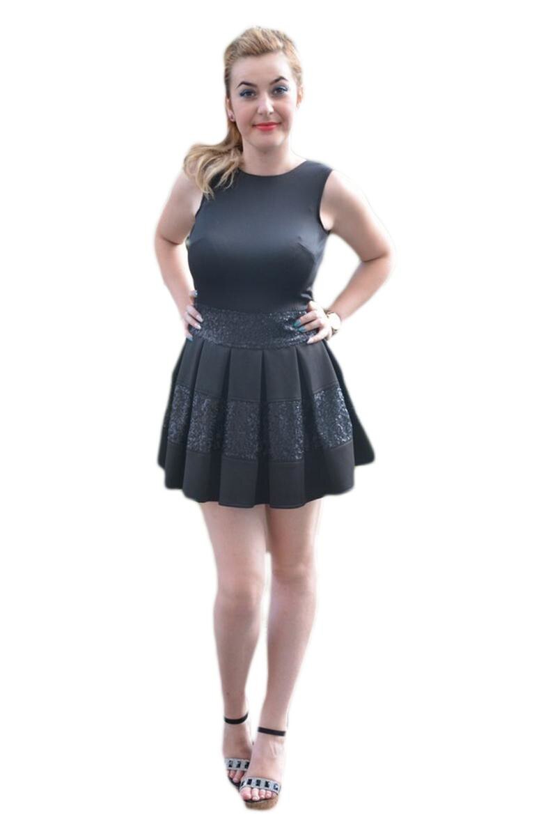 Rochie casual,cu aplicatii de paiete,D&J Exclusive, Negru