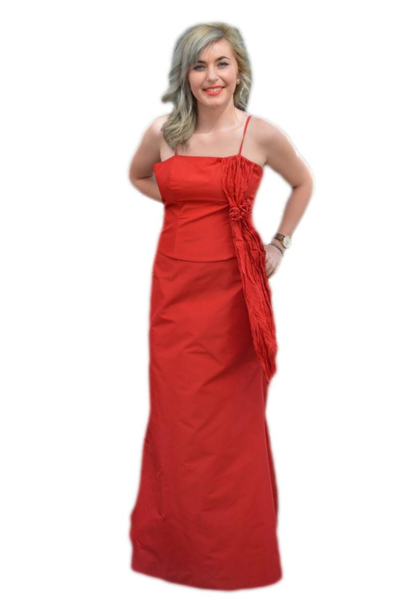 Rochie eleganta, din tafta fina,D&J Exclusive, Rosu