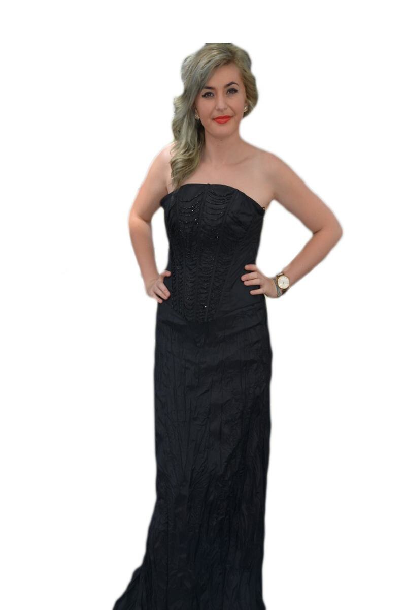 Rochie rafinata, din tafta creponata,D&J Exclusive, Negru, 42