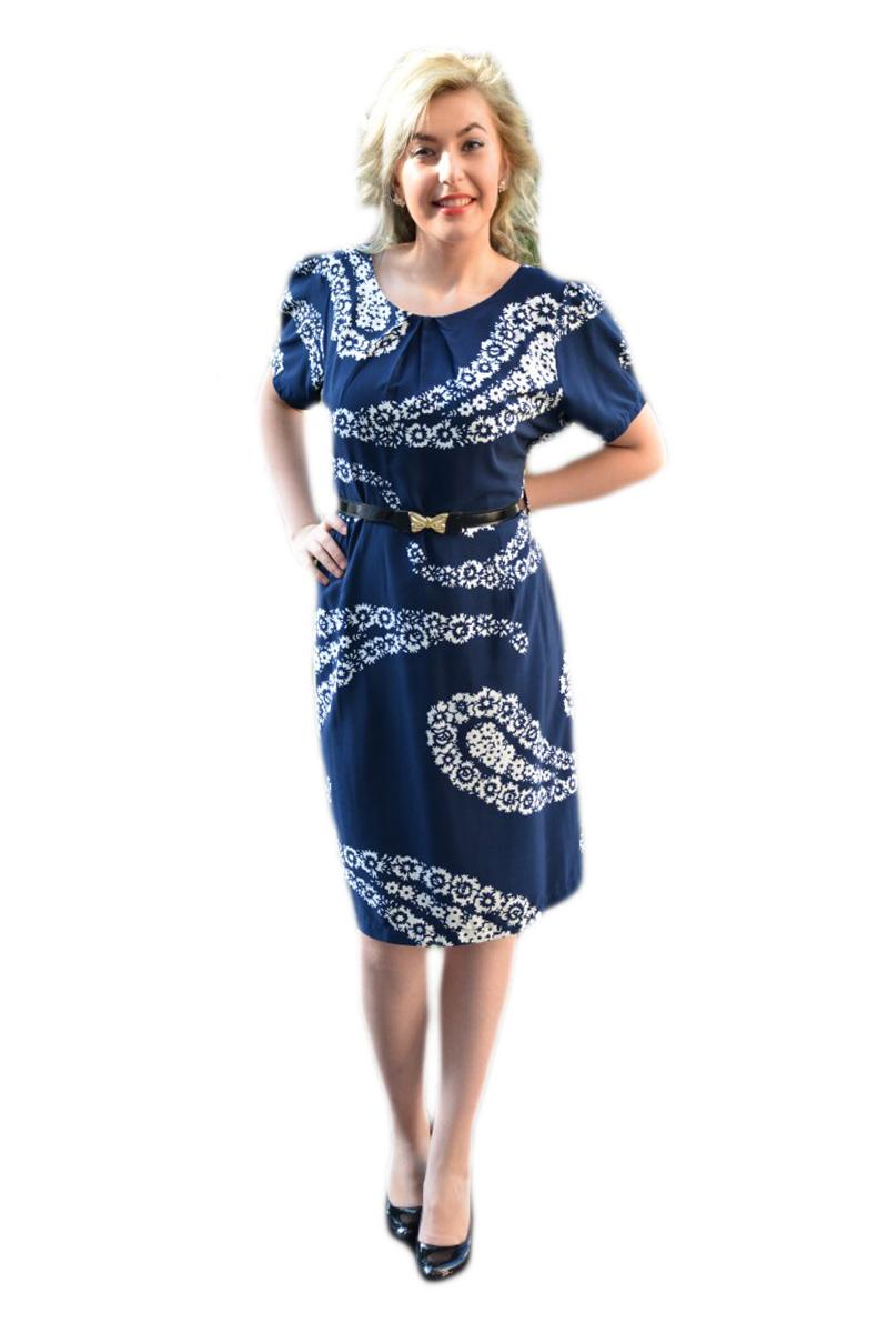 Rochie casual din material subtire,D&J Exclusive, Albastru marin
