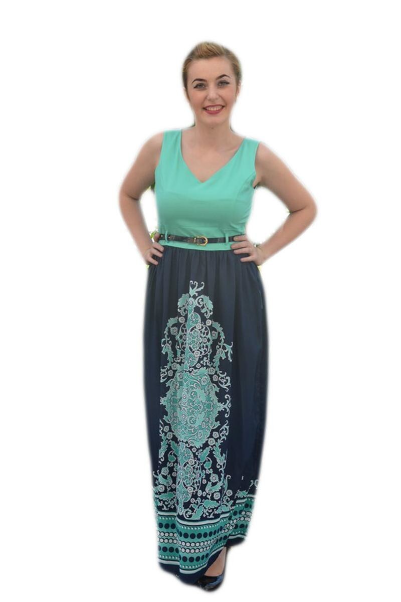 Rochie cu un mic decupaj si fundita in spate,D&J Exclusive, Turcoaz