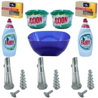 Pachet - 3 x Separator de rosii Nr. 5, pentru masina de tocat manuala + Bol patrat din plastic Nr.4, Cristal, Albastru, 4L + 2 x Detergent vase, Fairy sensitive, 900ml (Menta, Mar Verde) + 2 x Axion Lemon, 400g + 2 x Set bureti de vase (2buc./set)