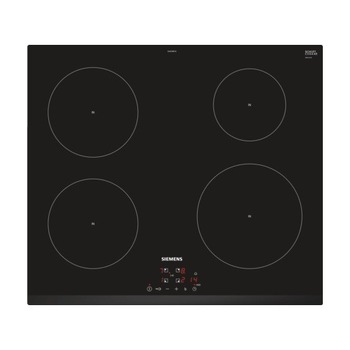 Plita cu inductie incorporabila, Siemens, 3.7 kW, 5.1 x 59.2 x 52.2 cm, 4 zone de gatit, Negru Plita cu inductie incorporabila, Siemens, 3.7 kW, 5.1 x 59.2 x 52.2 cm, 4 zone de gatit, Negru