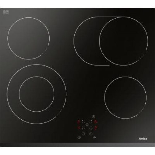 Plita incorporabila Amica PC6411PT, Ceramica, Touch, Negru