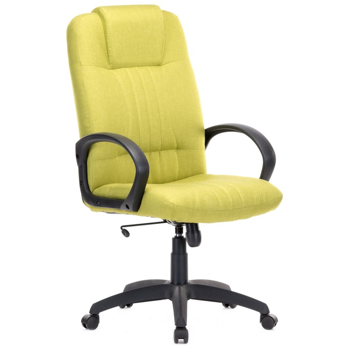 Scaun directorial QMOBILI 5401 Verde, stofa, mecanism balans, brate PP, baza PP