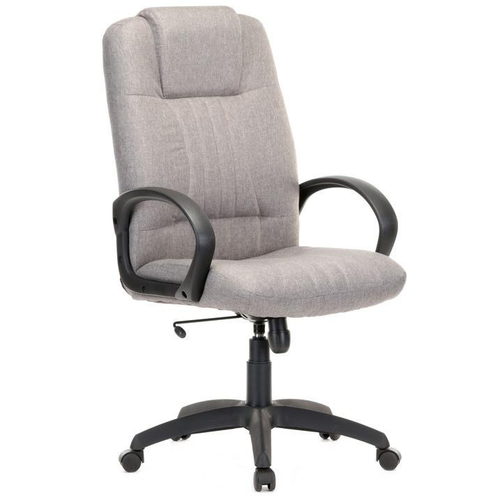 Президентски стол QMOBILI 5401 Сив, текстил E, люлеещ механизъм, база PP
