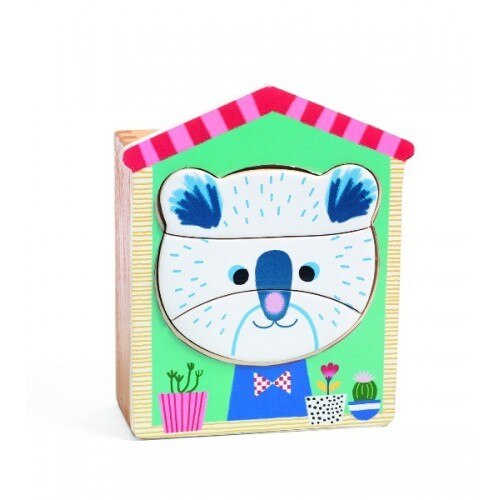 Puzzle lemn face mix 18 piese,Djeco