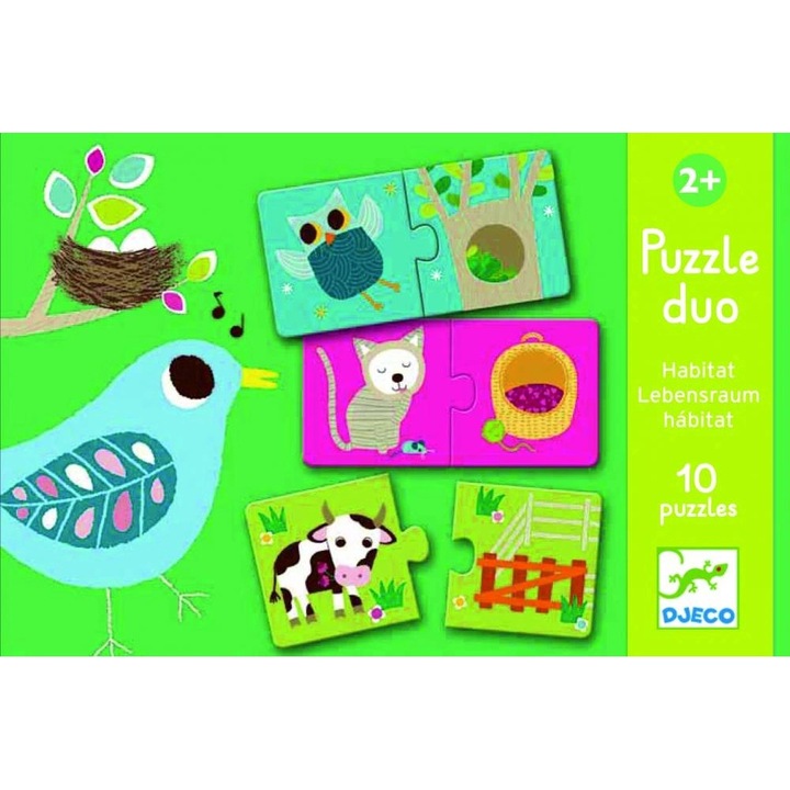 Puzzle duo Djeco Habitat, 1-2 ani +