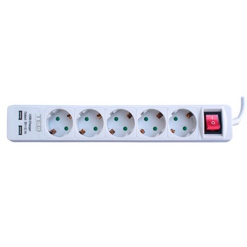 Prelungitor 1,5 metri 5 prize schuko cu 2 iesiri USB 2.0, TED Electric Prelungitor 1,5 metri 5 prize schuko cu 2 iesiri USB 2.0, TED Electric