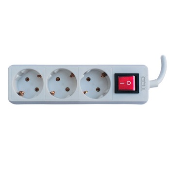 Prelungitor 5 metri 3 prize schuko cu intrerupator, alb, cablu 3 x 1mm, TED Electric Prelungitor 5 metri 3 prize schuko cu intrerupator, alb, cablu 3 x 1mm, TED Electric