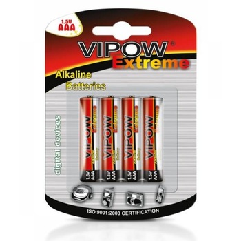 Baterii alcaline AAA Vipow Extreme, 1.5 V, 4 buc Baterii alcaline AAA Vipow Extreme, 1.5 V, 4 buc