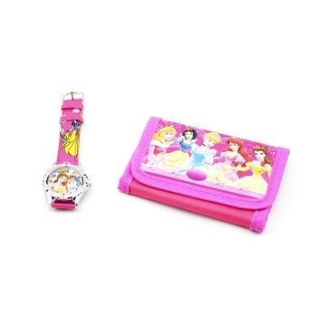 Set pentru copii cu ceas si portofel cu printese din desene animate Set pentru copii cu ceas si portofel cu printese din desene animate