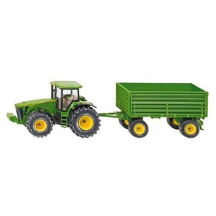 John Deere 8000-es traktor + kéttengelyes mezőgazdasági pótkocsi, 1:50 - SIKU