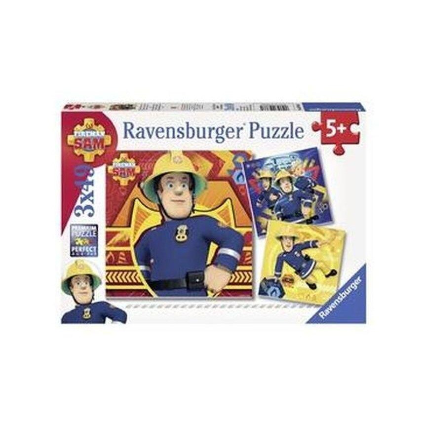 Puzzle Pompierul Sam, Ravensburger, 3 x 49 piese