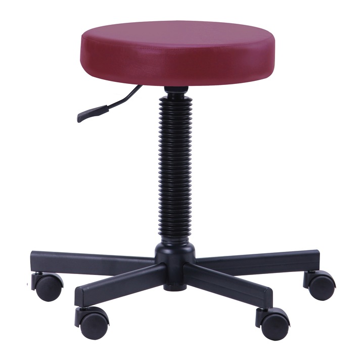 Оперативен стол QMOBILI GRAS M Вишнев, eкологична кожа, метална ролкова основа