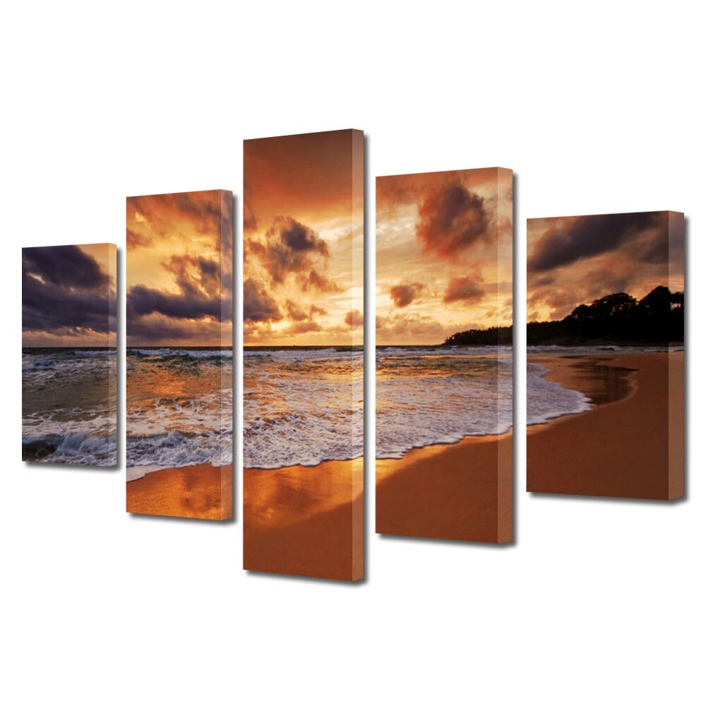 Set Tablouri Multicanvas 5 Piese Peisaje Mare maro, 70 x 125 cm