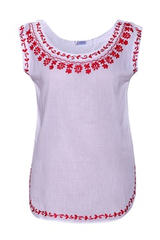 Maiou dama cu motive traditionale Alb, dae558 Maiou dama cu motive traditionale Alb, dae558