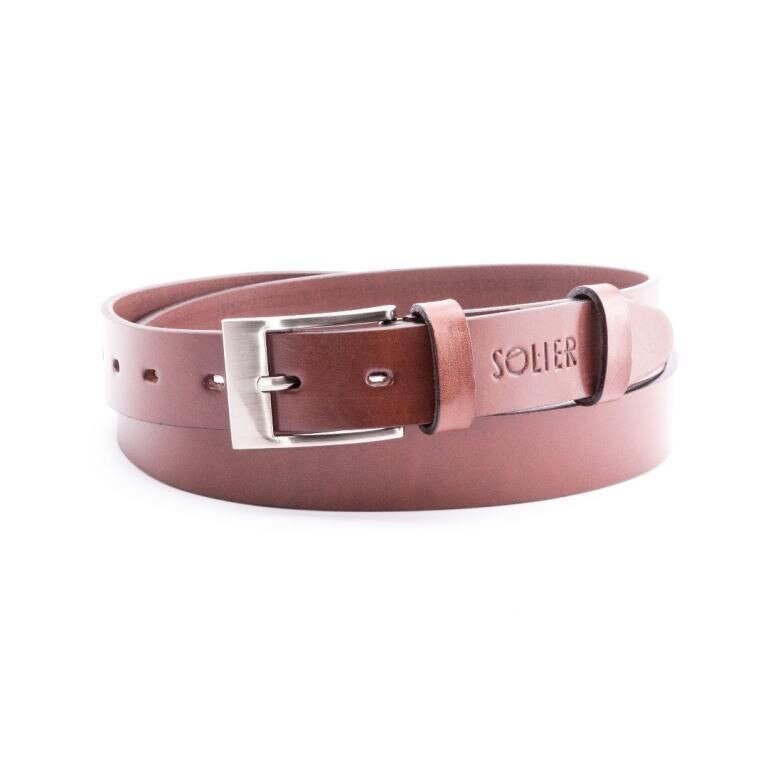Solier, Curea din piele naturala, Maro inchis SB10