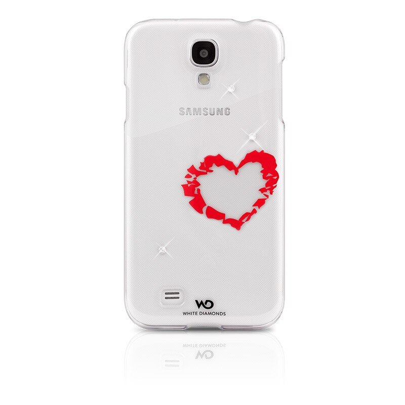 Capac protectie spate White Diamonds, pentru Samsung Galaxy S4, colectia Lipstick Heart, design