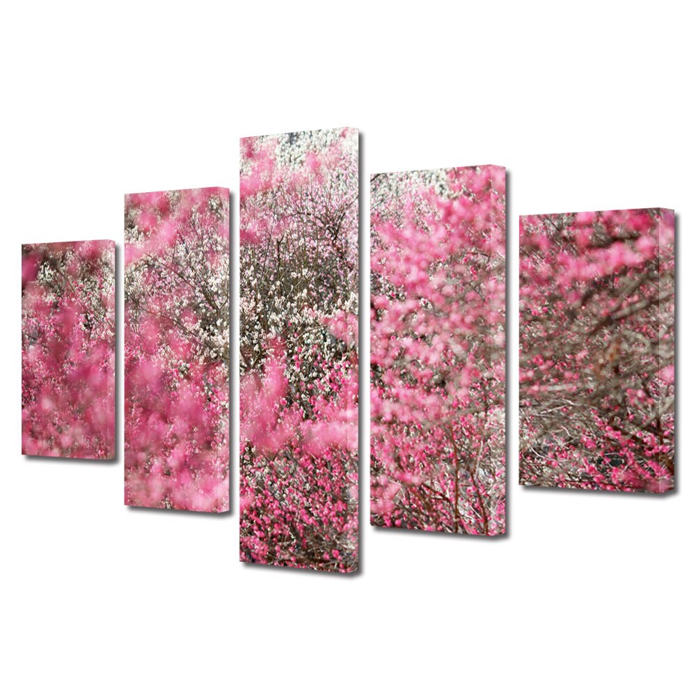 Set Tablouri Multicanvas BTex ArtDecoMag Modern 5 Piese Peisaje Nuante de roz, 60 x 100 cm