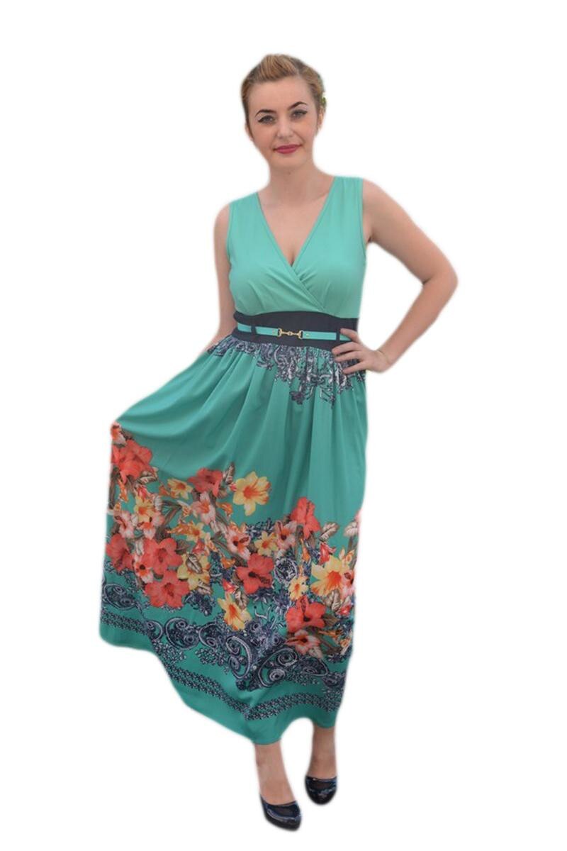 Rochie maxi, de vara,cu imprimeu floral,D&J Exclusive, Multicolor