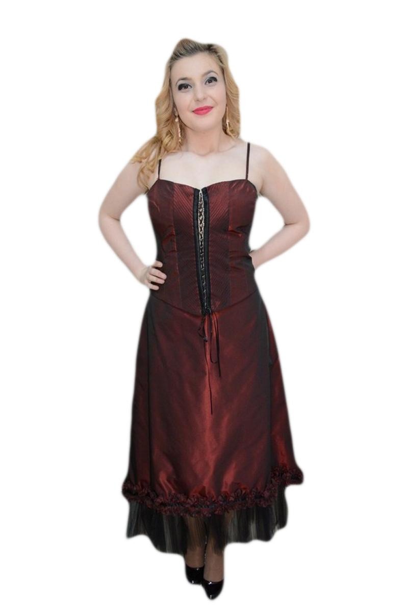 Rochie lunga de vara cu decolteu in V si fara maneca,D&j Exclusive, Rosu inchis