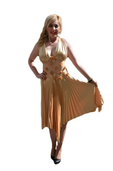 Rochie din voal , de seara scurta, eleganta,D&J Exclusive, Auriu Rochie din voal , de seara scurta, eleganta,D&J Exclusive, Auriu