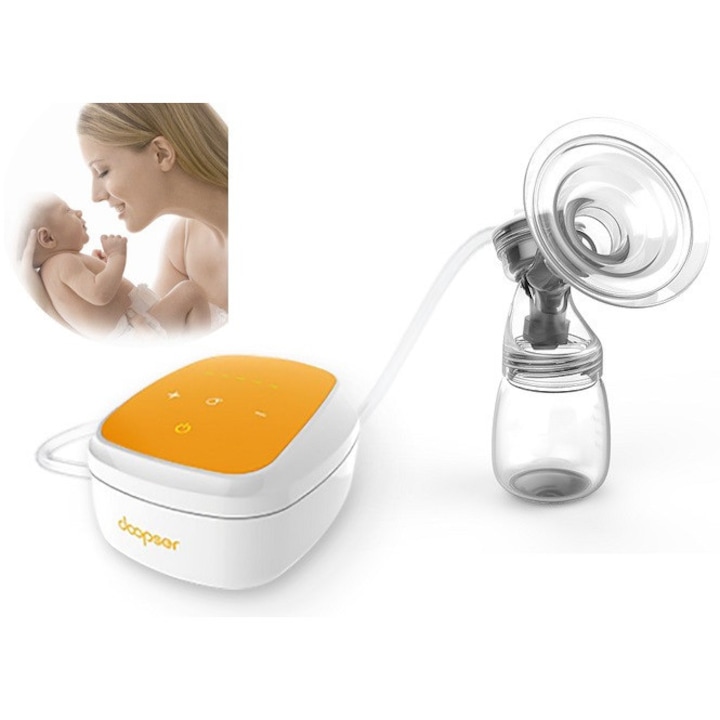 Pompa de san electrica Doopser DPS-003 Premium, biberon cu senzor de temperatura, LED touch screen, stimulare (masaj) si extragere, zgomot redus