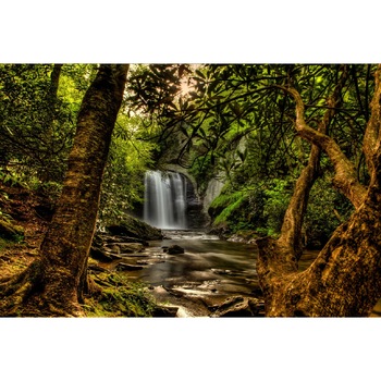 Fototapet de perete autoadeziv si lavabil Mica cascada din padure, 270 x 200 cm Fototapet de perete autoadeziv si lavabil Mica cascada din padure, 270 x 200 cm