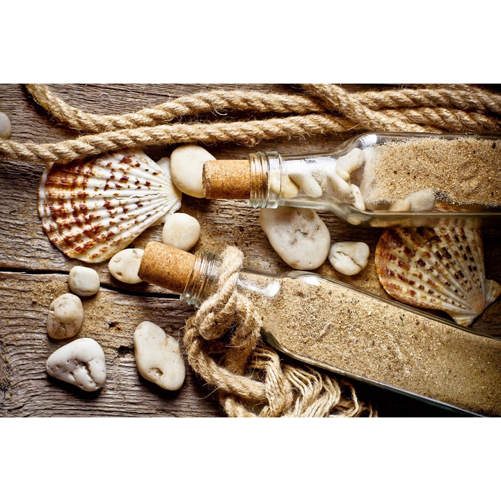 Fototapet de perete autoadeziv si lavabil Nisip, scoici, pietre, 400 x 250 cm