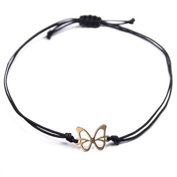 Bratara F&F, Fluture 0,21g , Cu snur negru reglabil, Aur Galben 14K Bratara F&F, Fluture 0,21g , Cu snur negru reglabil, Aur Galben 14K