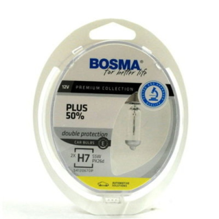 Autó izzó H7 +50% 55W Bosma 1szett