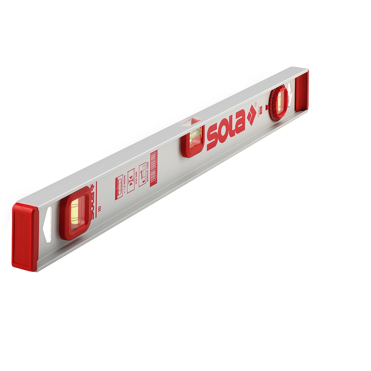 Nivela aluminiu profil I SOLA ID 80 cm, precizie 1mm/m, 2 bule + 1 reglabila