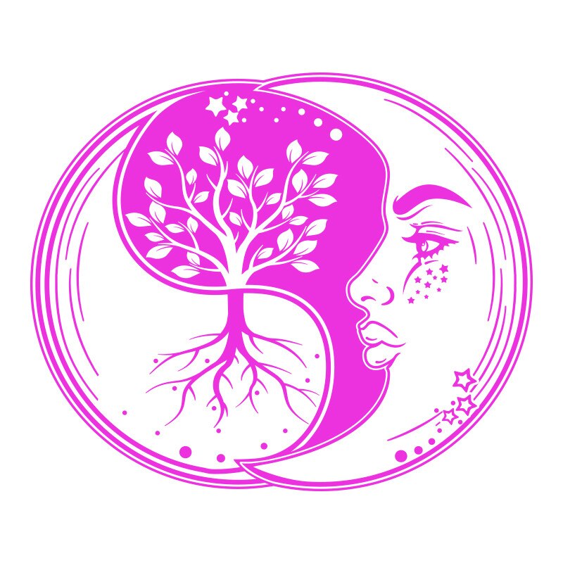 Sticker Decorativ - SMAER - Yin Yang - Moon&Tree- 120cm x 100cm - Roz
