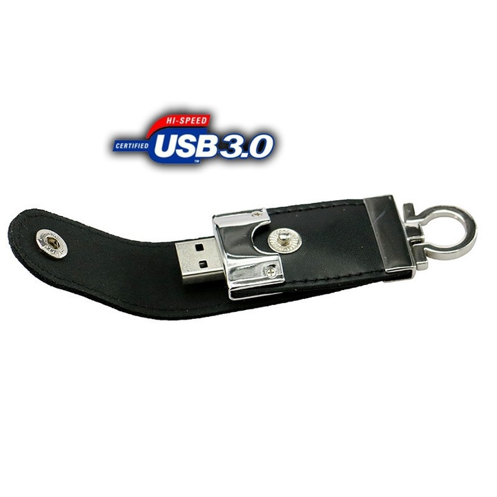 USB Флашка с еко кожа, APM, 16GB, черна