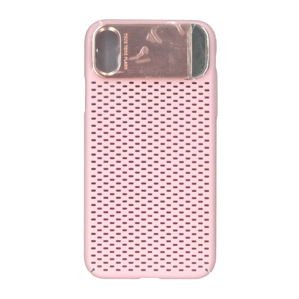 Husa de protectie spate, EuroCell Air, cu perforatii si clips metalic pentru iPhone X, roz