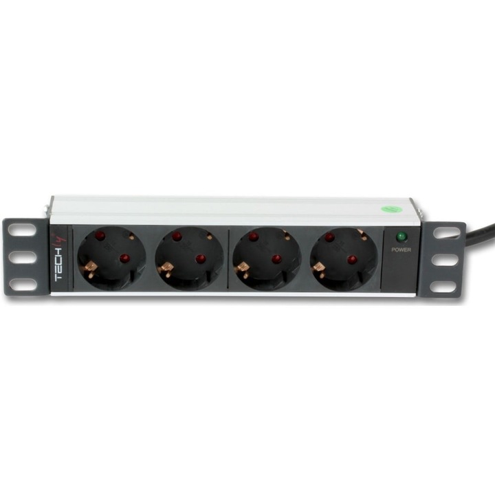 Bara alimentare PDU rack 19'', 4 prize Schuko, siguranta 16A, 3500W ...