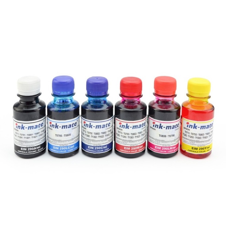 Tinta utántöltő flakon csomag, fekete, cián, bíbor, sárga, világos cián, világos bíbor, Epson 100 ml, Ink-Mate T6731, T6732, T6733, T6734, T6735, T6736