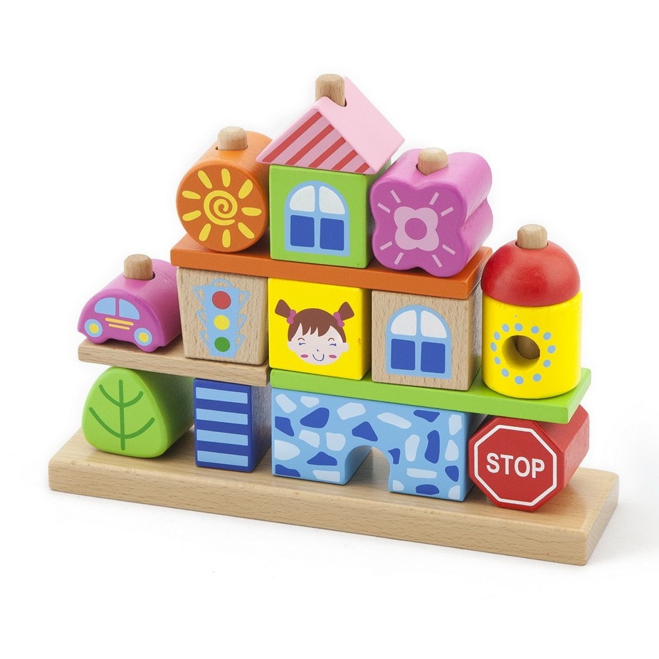 Blocuri de constructie Zabawa, Viga, 1-5 ani, Lemn
